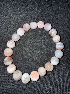 Beige Pink Agate Authentic crystal stretch bracelet